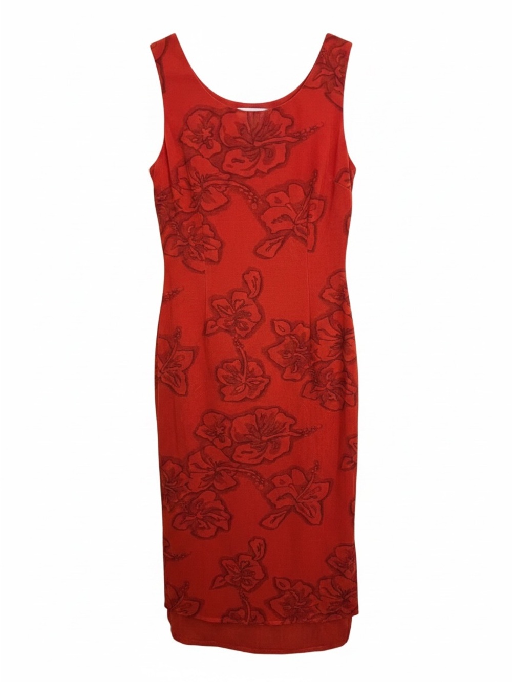 Apart Impressions Vintage Red Hibiscus Sheath Dress Size 12